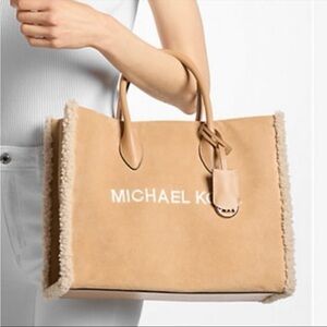 Michael Kors Beige Tote with Shearling Trim